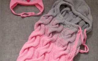 Вязанный спицами конверт для новорождённого к выписке