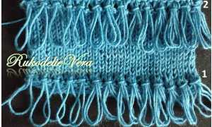 Вязание образцов со снятыми и вытянутыми петлями. Узоры.